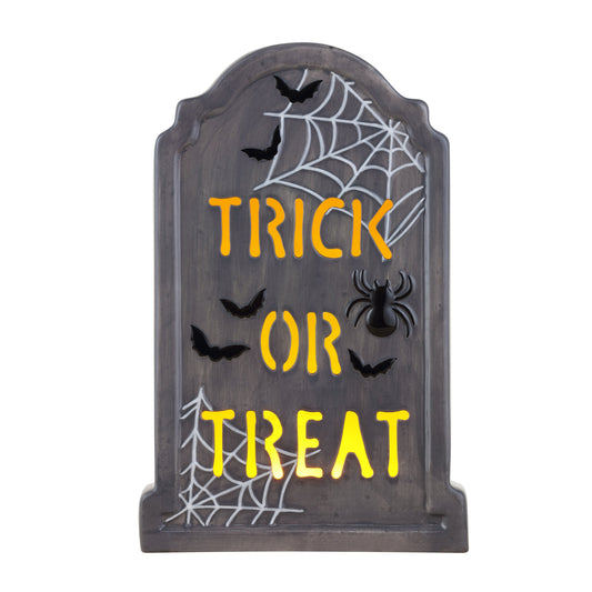 10" Ceramic LED Tombstone -Trick or Treat - Mr. Christmas