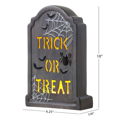 10" Ceramic LED Tombstone -Trick or Treat - Mr. Christmas