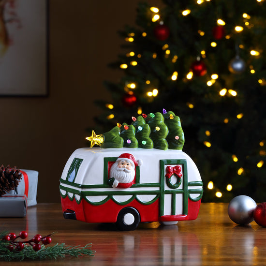 10" Nostalgic Ceramic Santa Camper - Mr. Christmas