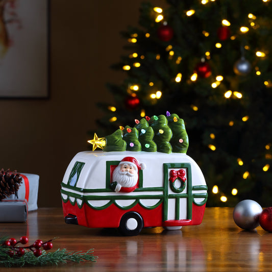 10" Nostalgic Ceramic Santa Camper - Mr. Christmas