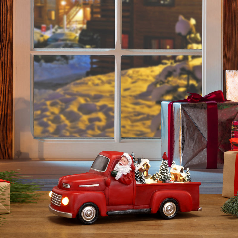 10.5" Santa's Animated Red Truck - White - Mr. Christmas