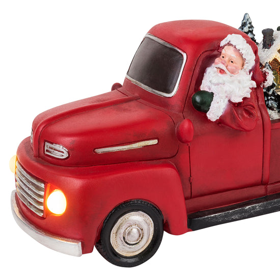 11" Animated Nostalgic Red Truck - White Santa