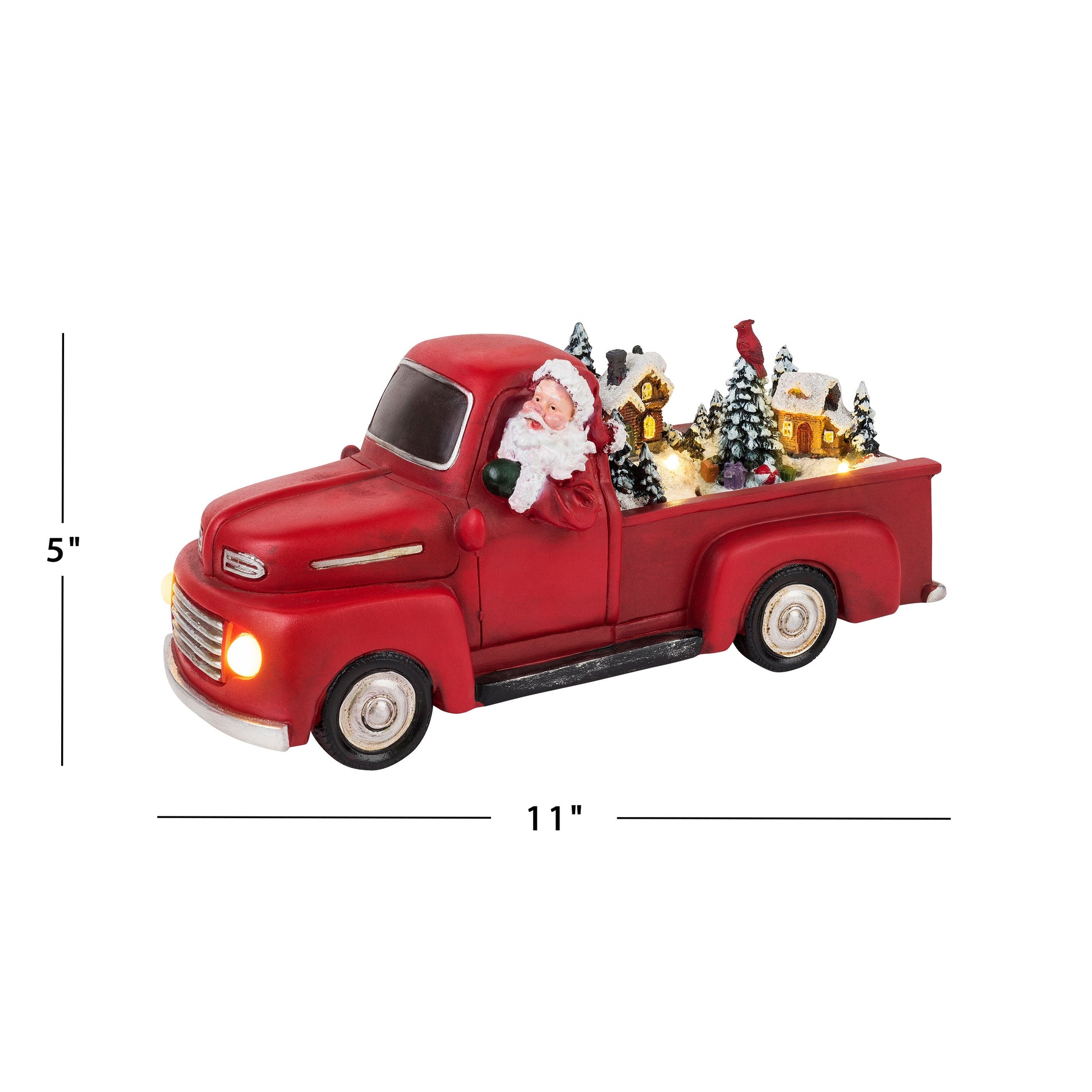 11" Animated Nostalgic Red Truck - White Santa