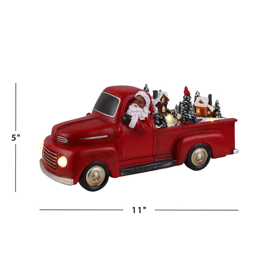 11" Animated Nostalgic Red Truck - Black Santa - Mr. Christmas