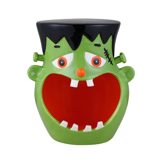 11.5" Motion Activated Ceramic Frankenstein Candy Bowl - Mr. Christmas