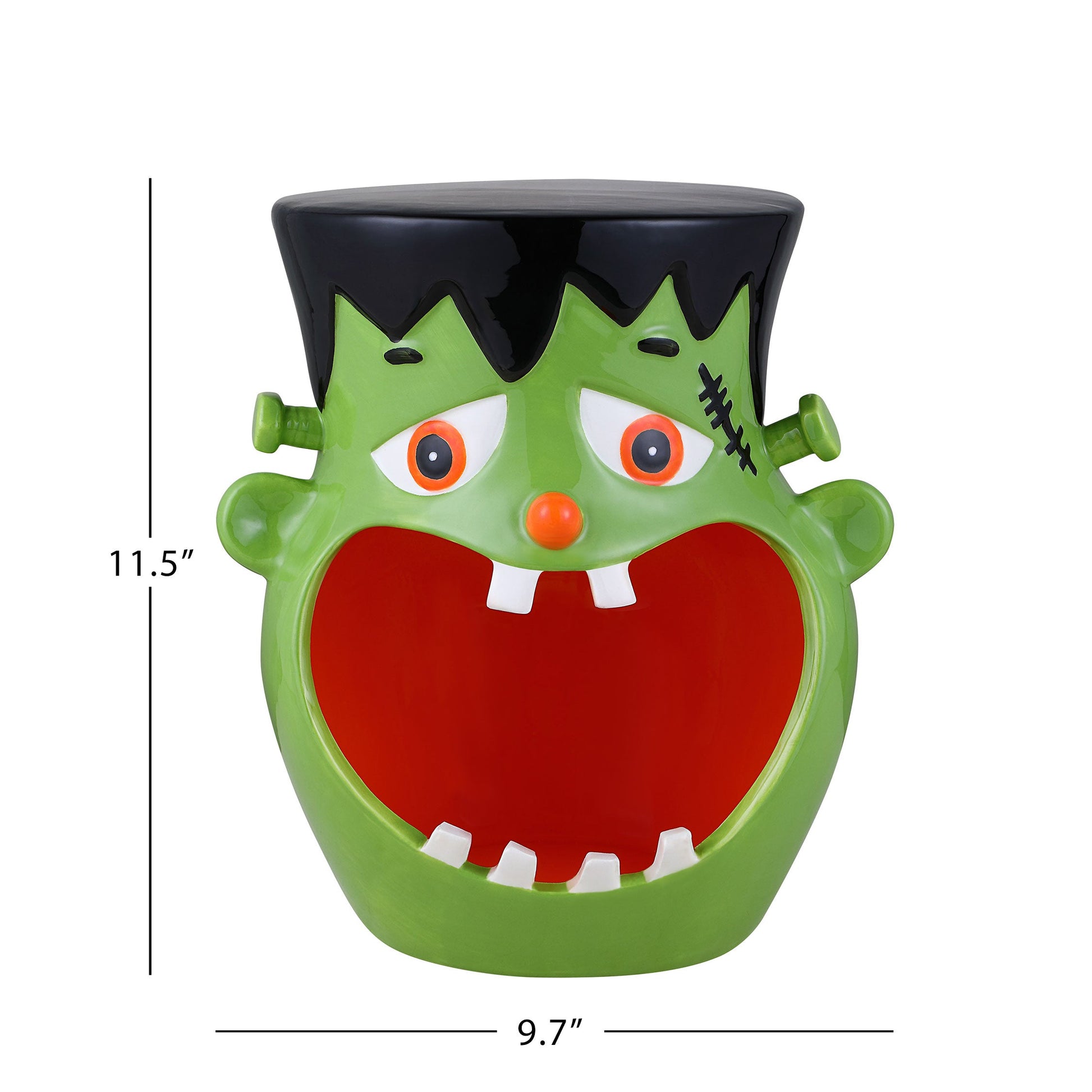 11.5" Motion Activated Ceramic Frankenstein Candy Bowl - Mr. Christmas