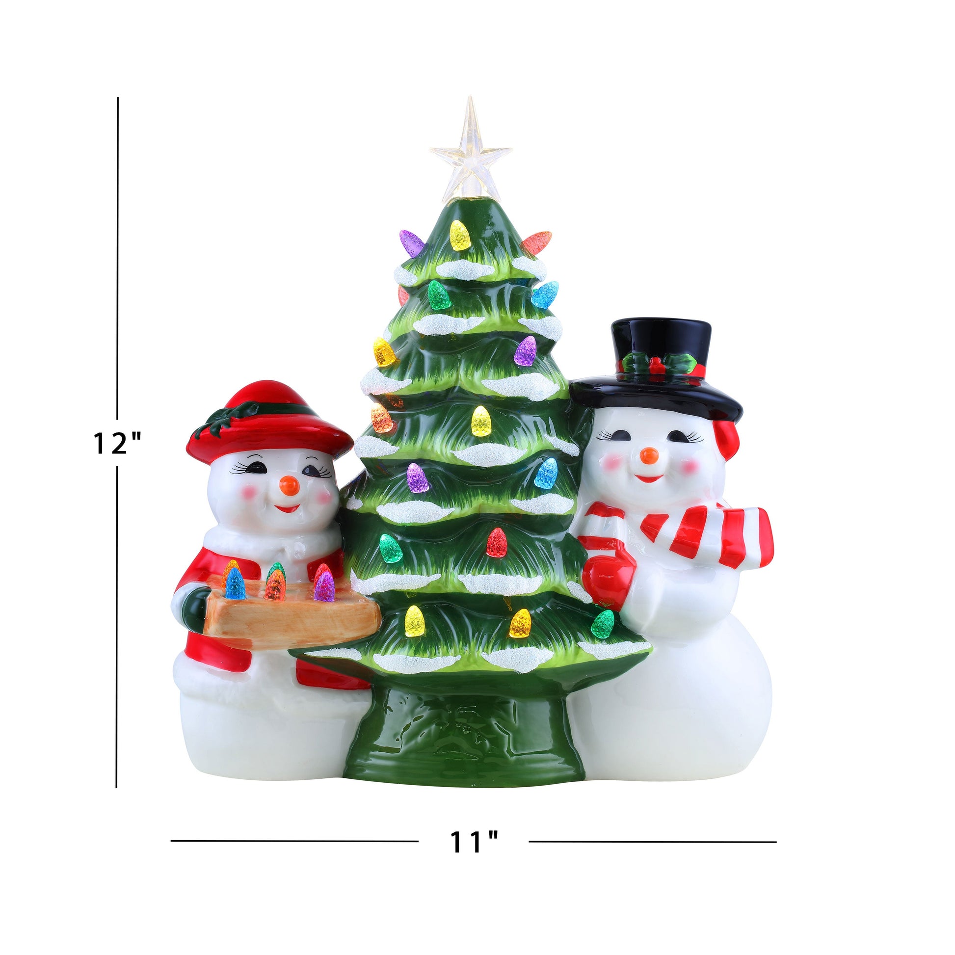 12" Mr & Mrs Snowman Nostalgic Ceramic Tree