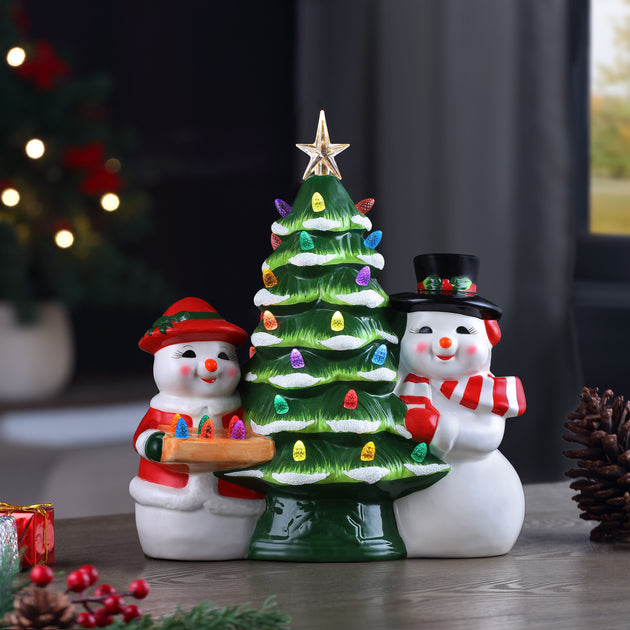 12" Mr & Mrs Snowman Nostalgic Ceramic Tree Mr. Christmas