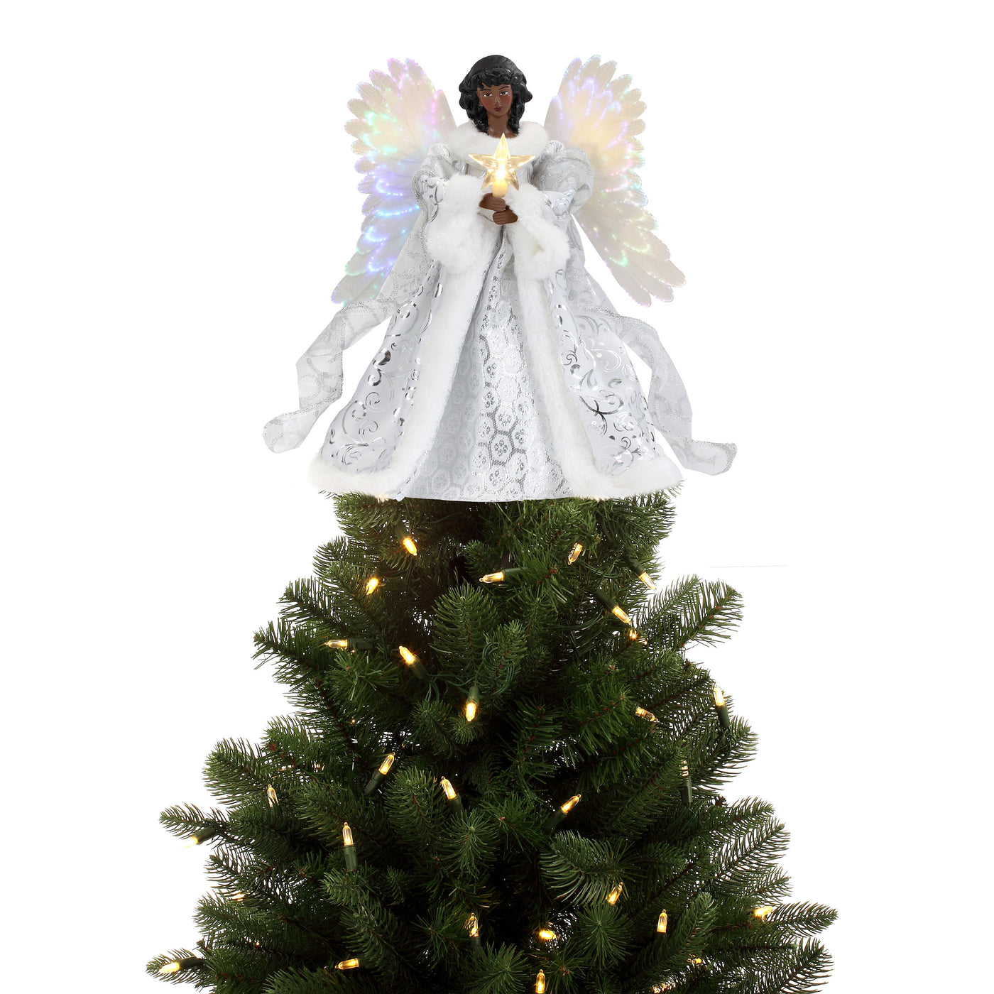 12 in. Animated Black Angel Fiber-Optic Christmas Tree Topper