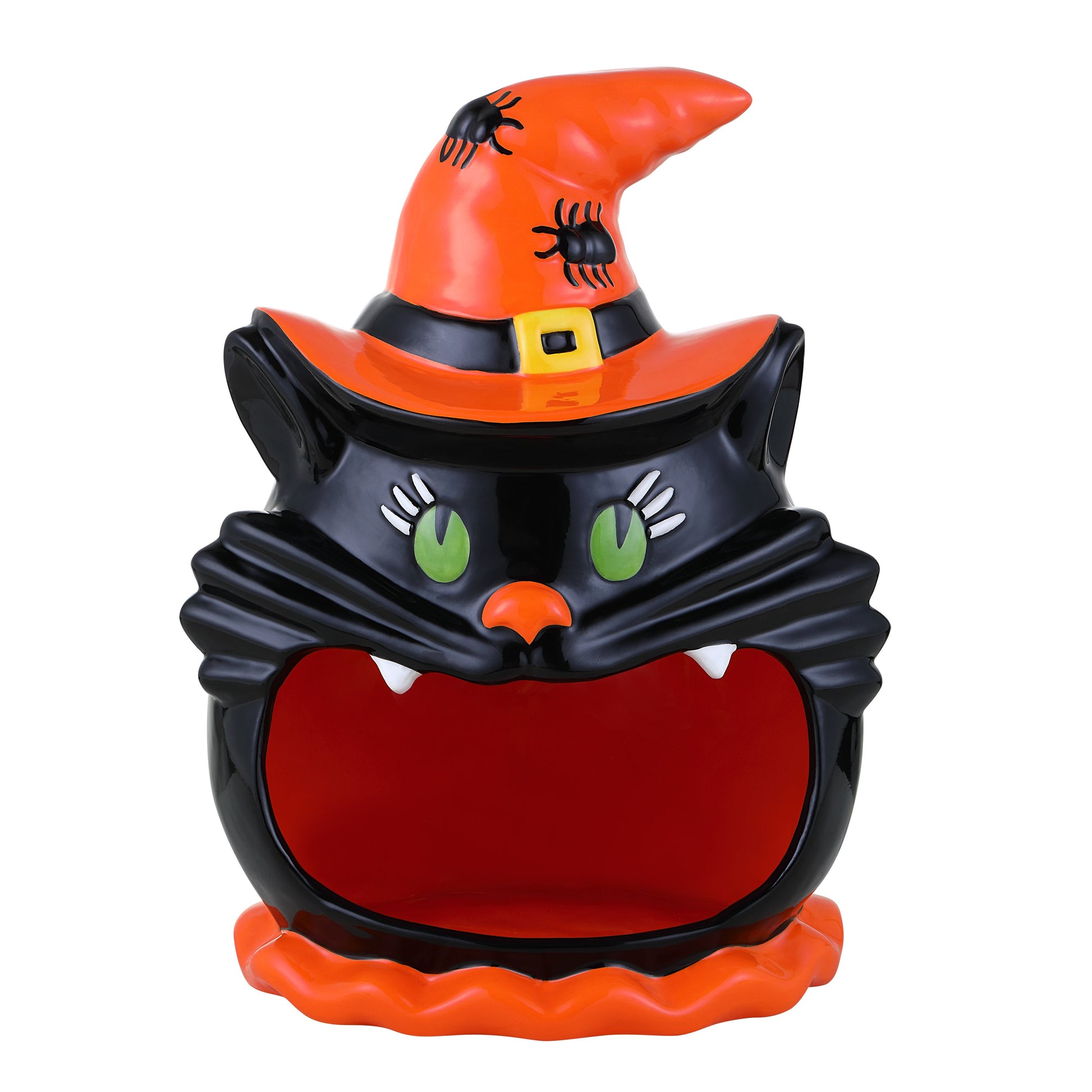 12" Motion Activated Ceramic Black Cat Candy Bowl - Mr. Christmas