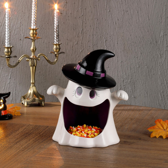 12“ Motion Activated Ceramic Ghost Candy Bowl - Mr. Christmas