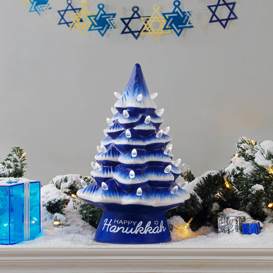 12" Nostalgic Ceramic Hannukah Tree - Mr. Christmas