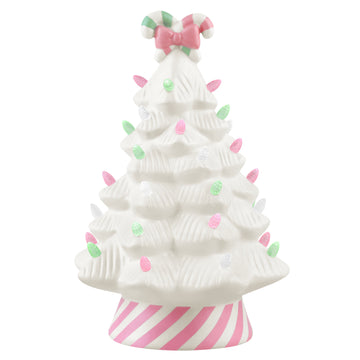 12" Nostalgic Ceramic Lit Candy Cane Tree - Pastel - Mr. Christmas