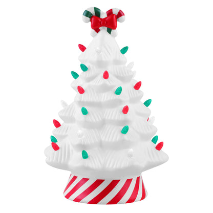 12" Nostalgic Ceramic Lit Candy Cane Tree - Red - Mr. Christmas