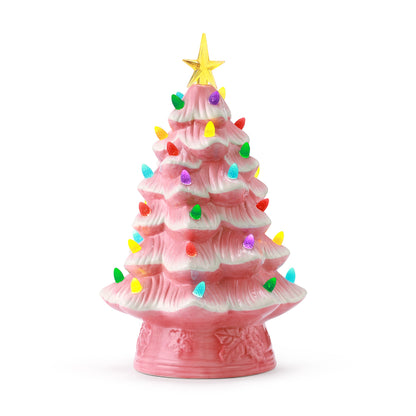 12" Nostalgic Ceramic Tree - Pink - Mr. Christmas