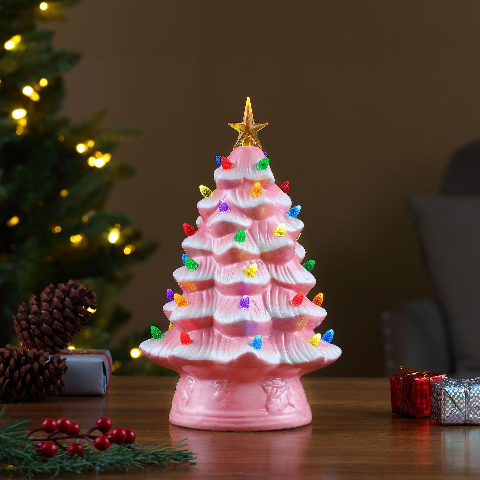 Mr. Christmas Set of 3 Mini Nostalgic Ceramic Christmas Trees