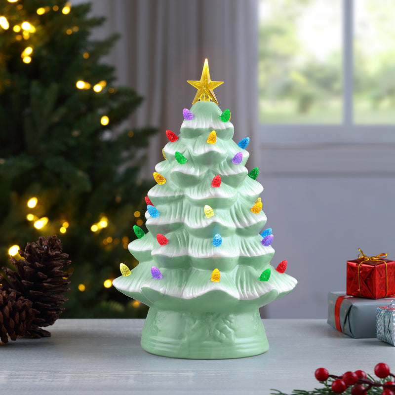 12" Nostalgic Ceramic Tree - Seafoam - Mr. Christmas
