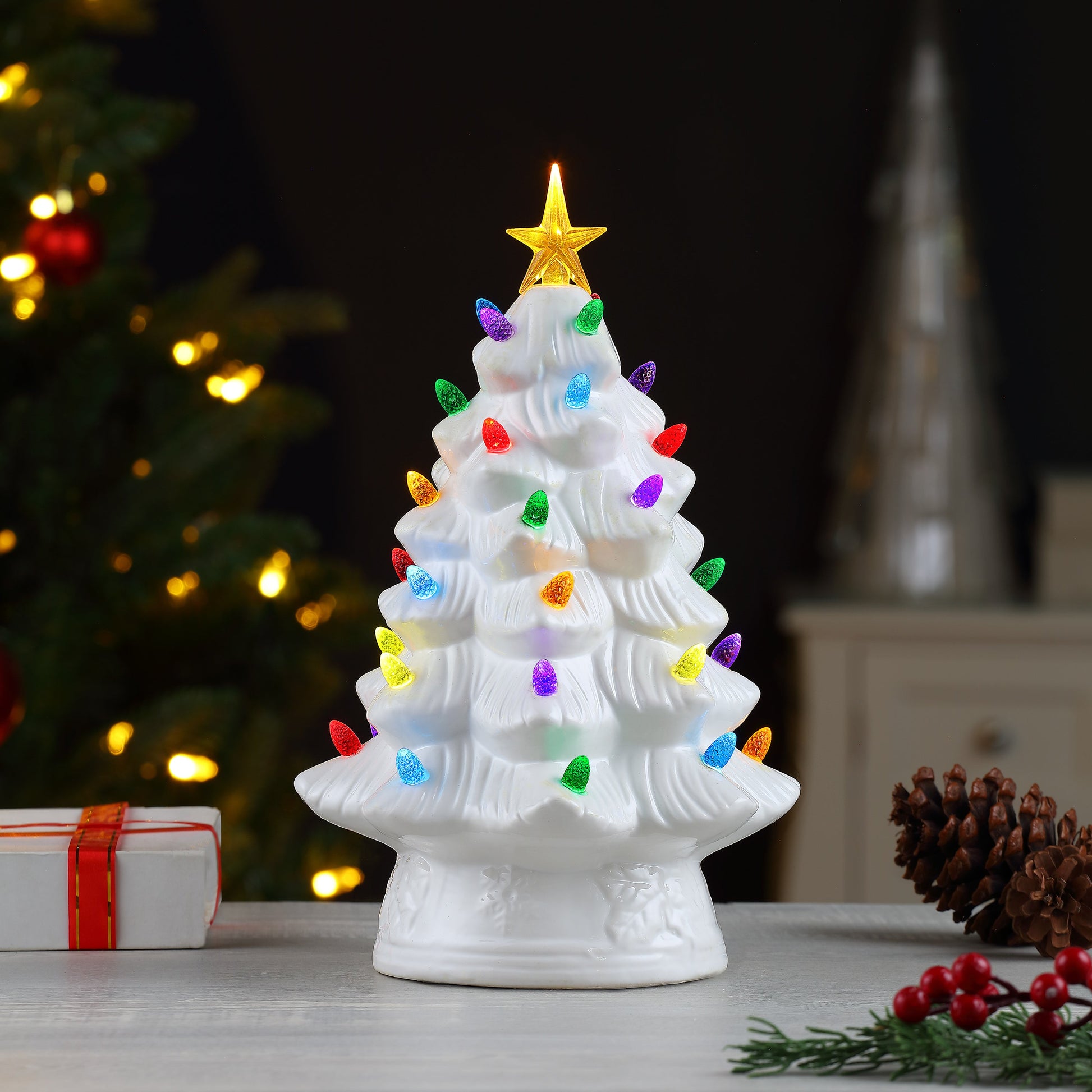 12" Nostalgic Ceramic Tree - White - Mr. Christmas