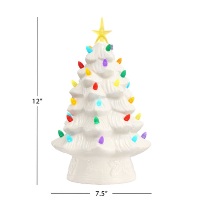 12" Nostalgic Ceramic Tree - White - Mr. Christmas