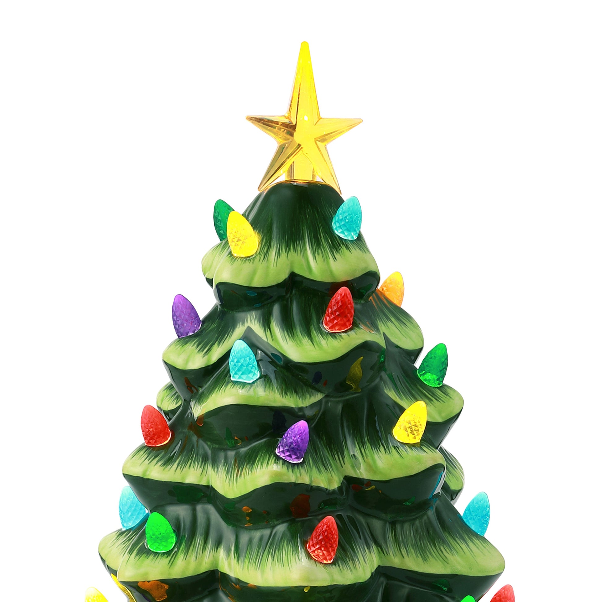 20 Indoor/Outdoor Battery-Operated Lighted Ceramic Christmas Tree - Green