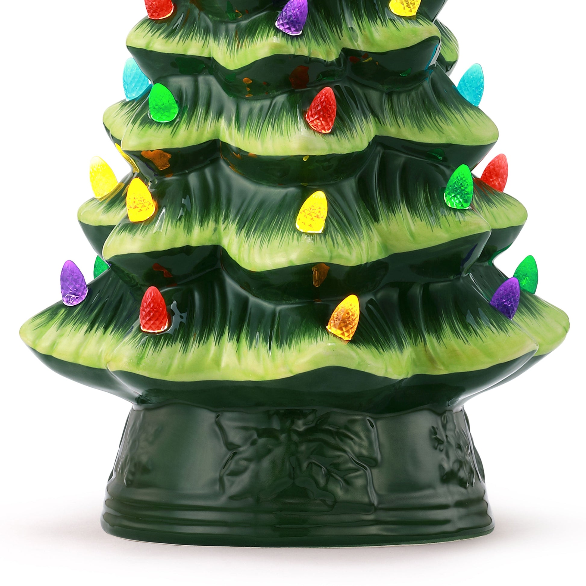 Vintage Ceramic Christmas Tree Green w Multi Color Lights 23 Table Top  Musical