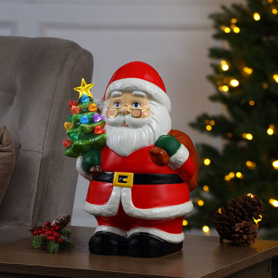 12" Nostalgic Ceramic Figure - White Santa