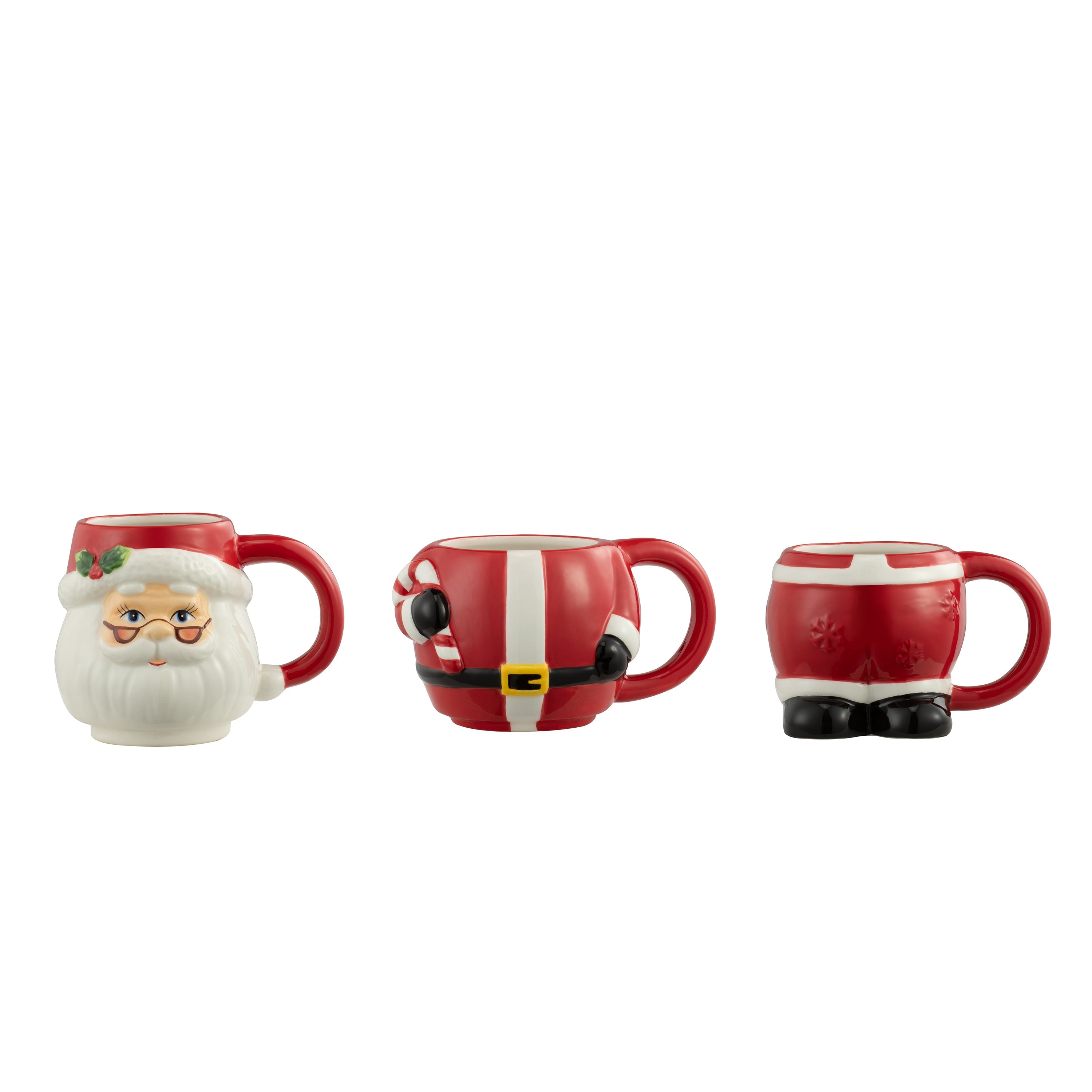12oz Set of 3 Ceramic Stacking Mugs - Santa