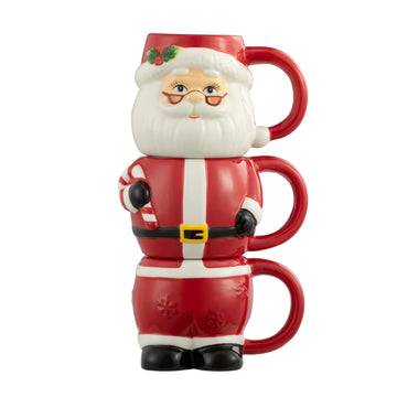 12oz Set of 3 Stacking Mugs - Santa - Mr. Christmas