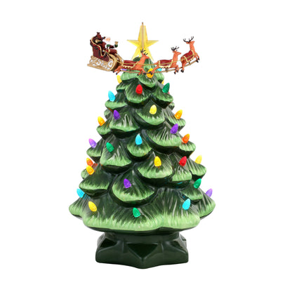 14" Animated Nostalgic Ceramic Tree - Santa's Sleigh - Mr. Christmas