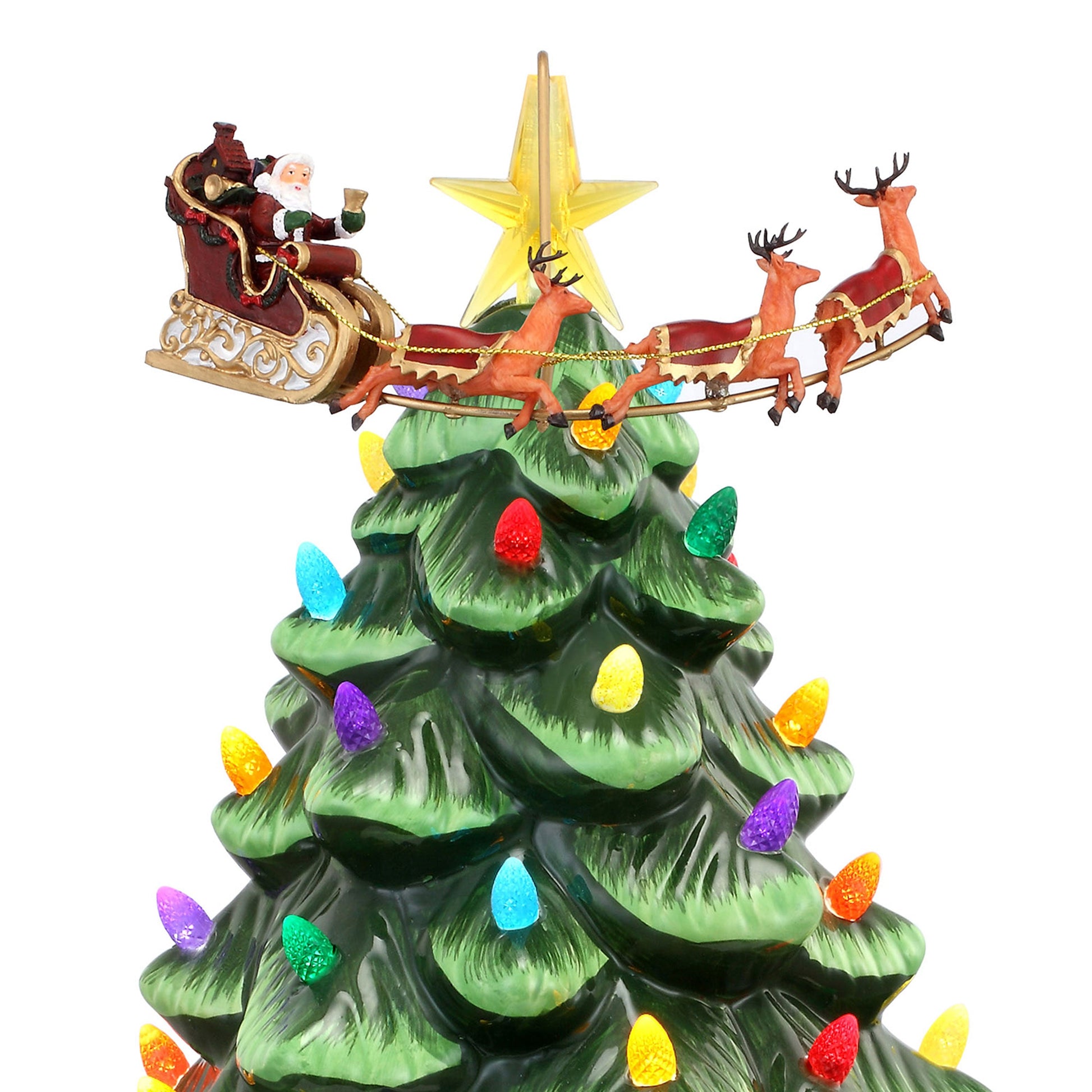 14" Animated Nostalgic Ceramic Tree - Santa's Sleigh - Mr. Christmas