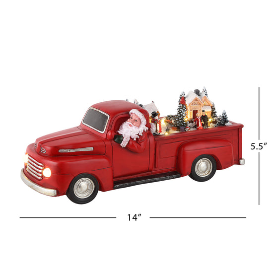 14" Animated Nostalgic Red Truck - White Santa - Mr. Christmas
