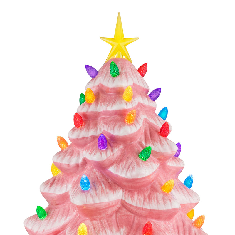 14" Nostalgic Ceramic Tree - Pink - Mr. Christmas