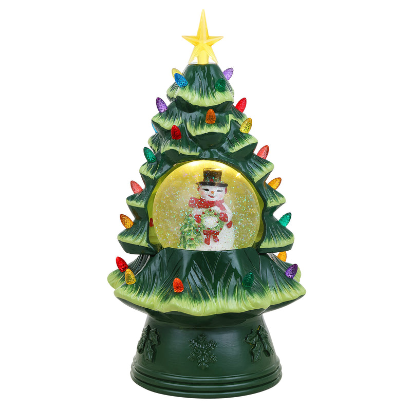 14" Snow Globe Nostalgic Tree - Snowman - Mr. Christmas