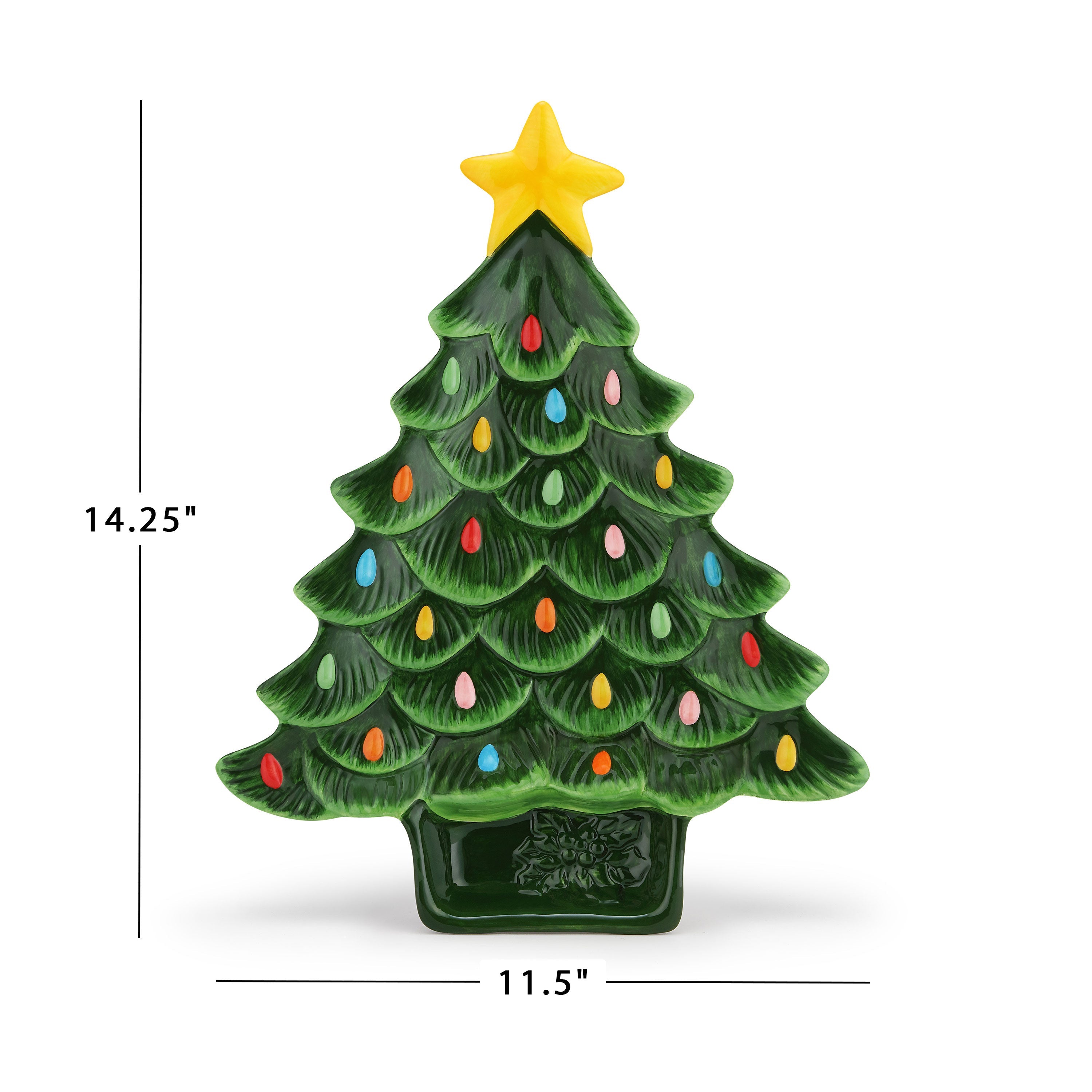 14.25'' Nostalgic Ceramic Tree Dip Platter - Green