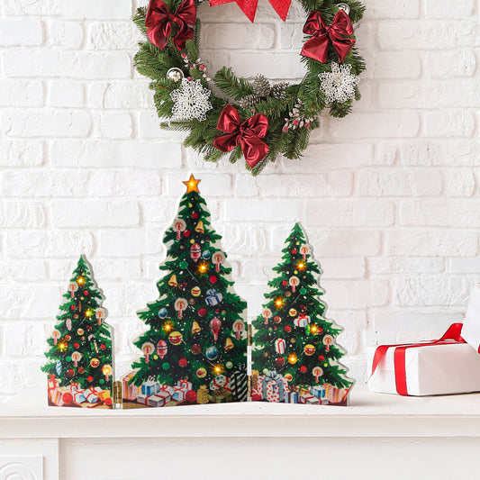 15" Illuminated Folding Scene - Christmas Trees - Mr. Christmas
