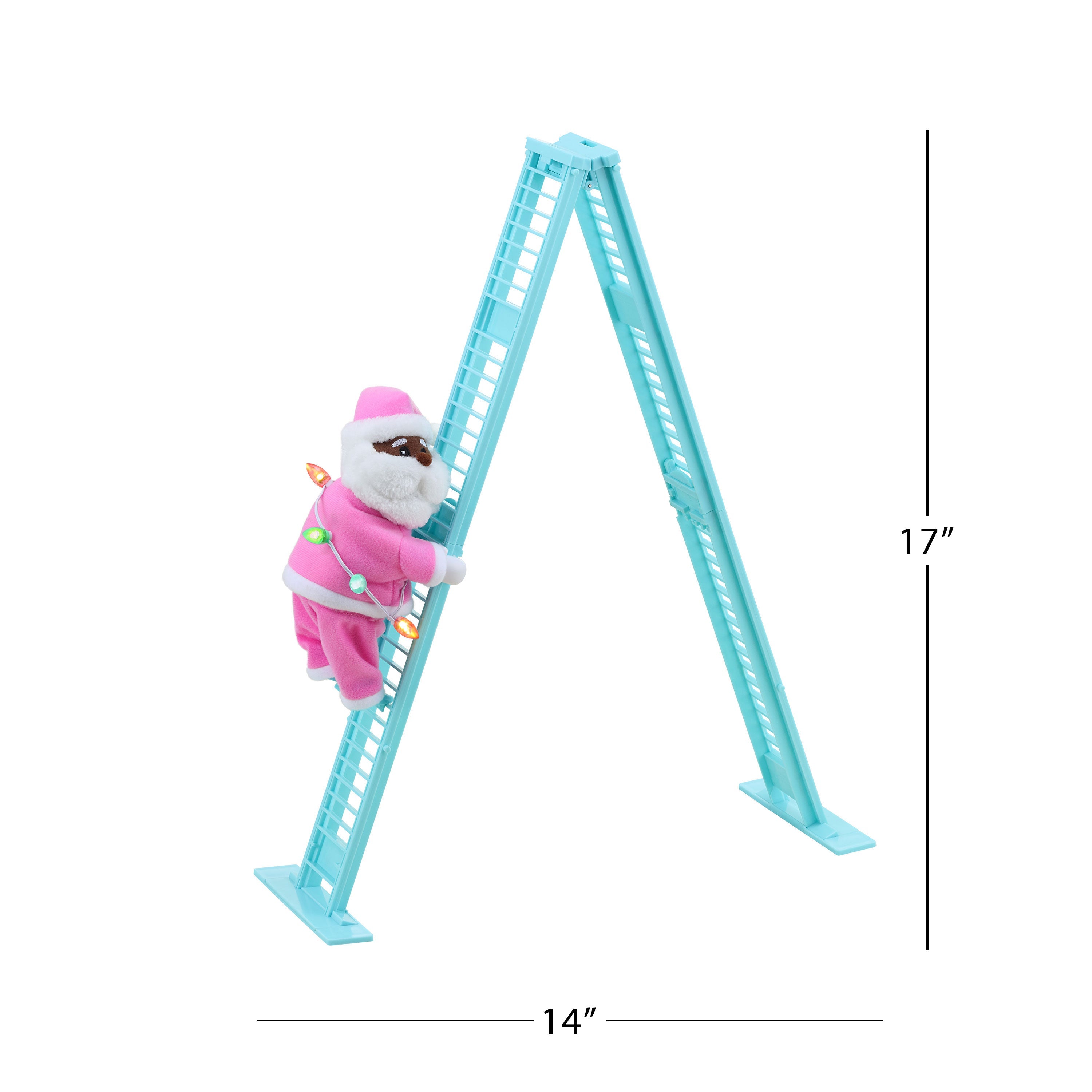 17" Animated Tabletop Pastel Climbing Black Santa - Mr. Christmas