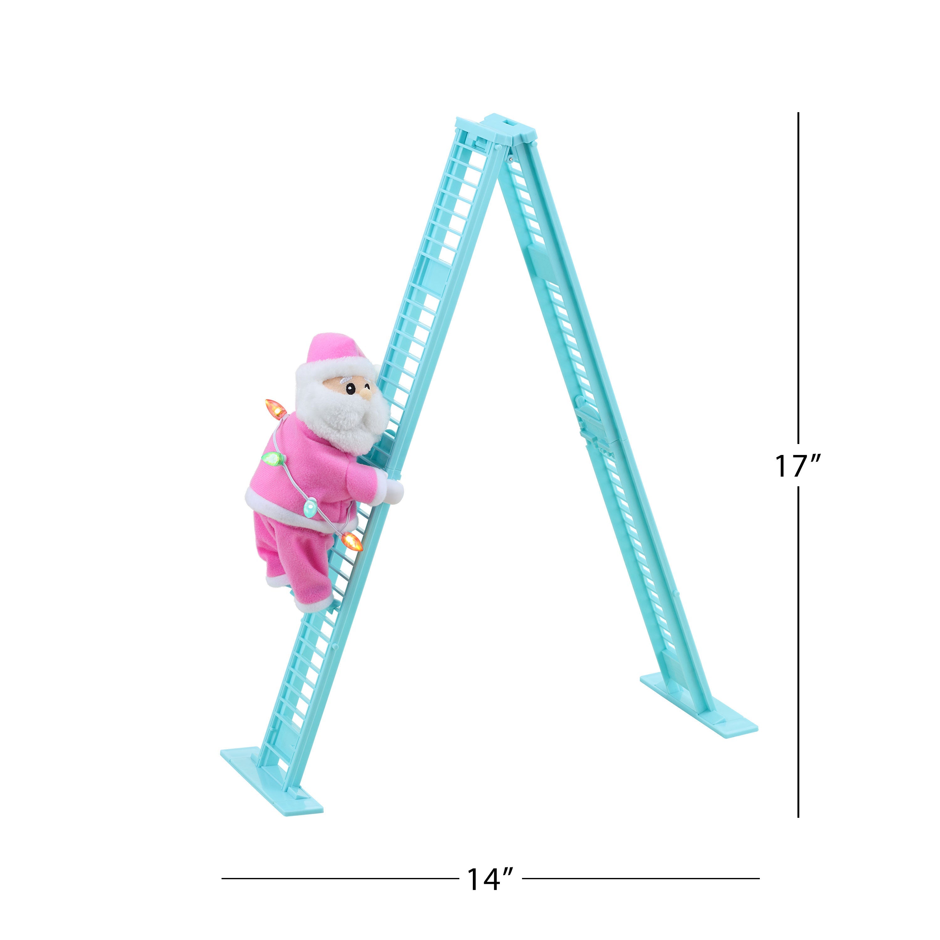 17" Animated Tabletop Pastel Climbing White Santa - Mr. Christmas