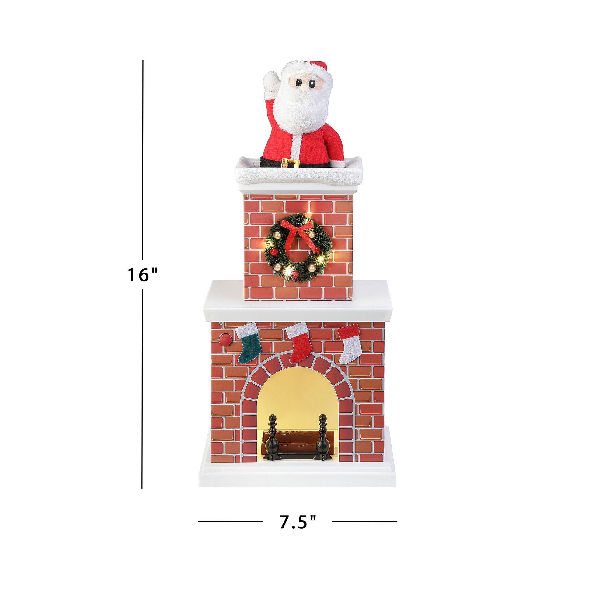 16" Animated Santa in Chimney - White