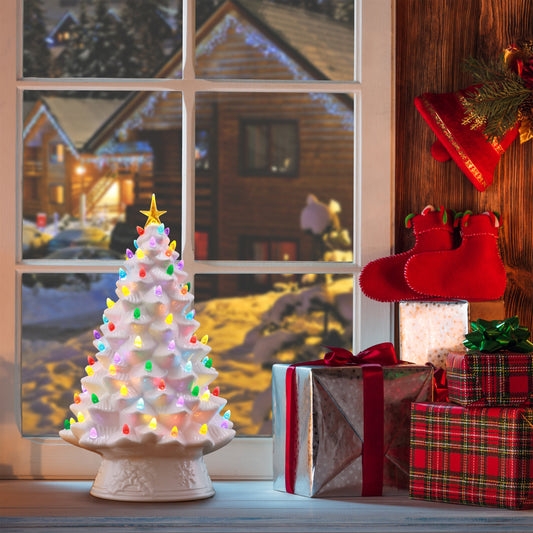 18" Nostalgic Ceramic Tree - White - Mr. Christmas