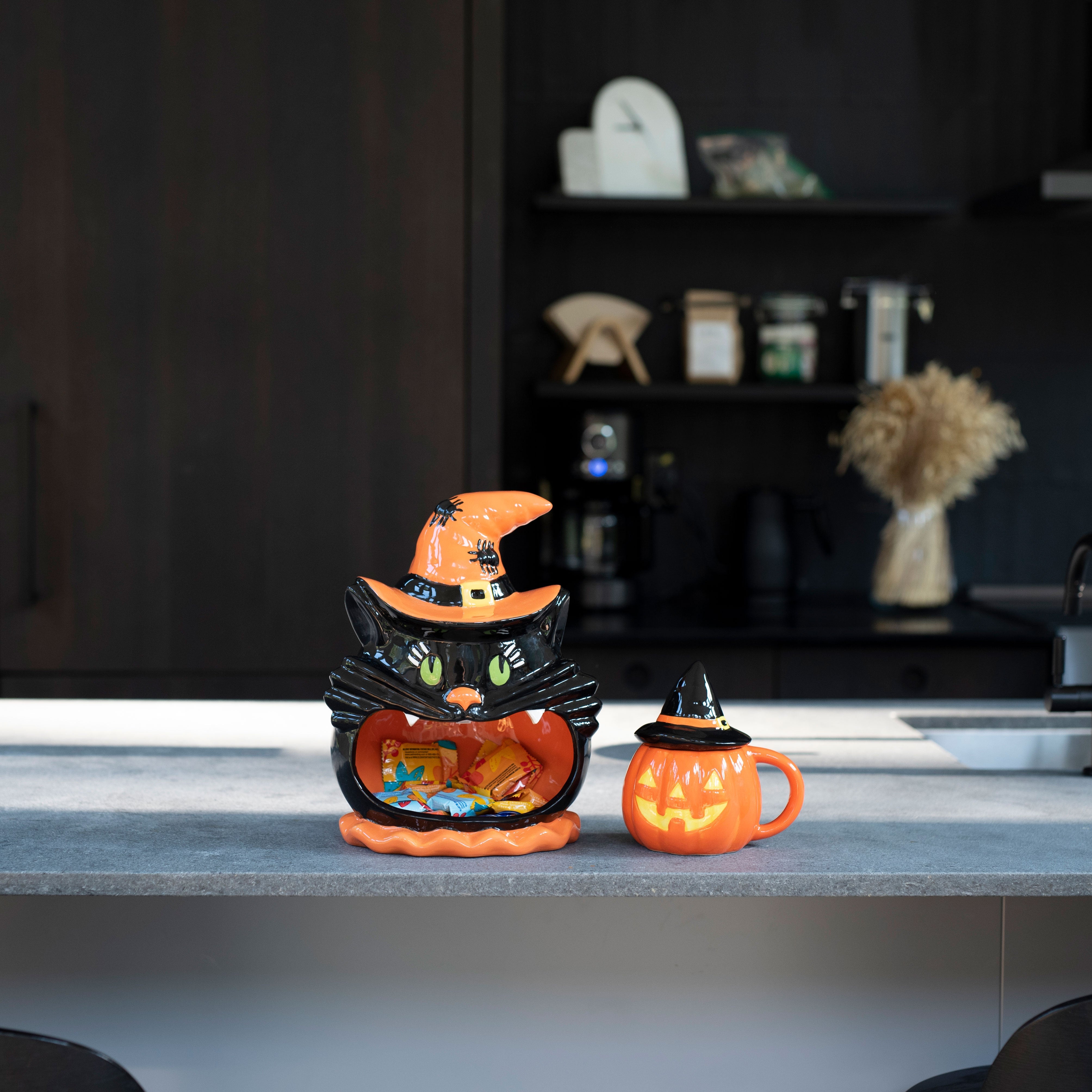 18 oz Mr. Halloween Lidded Jack-O-Lantern Mug with Spoon - Mr. Christmas