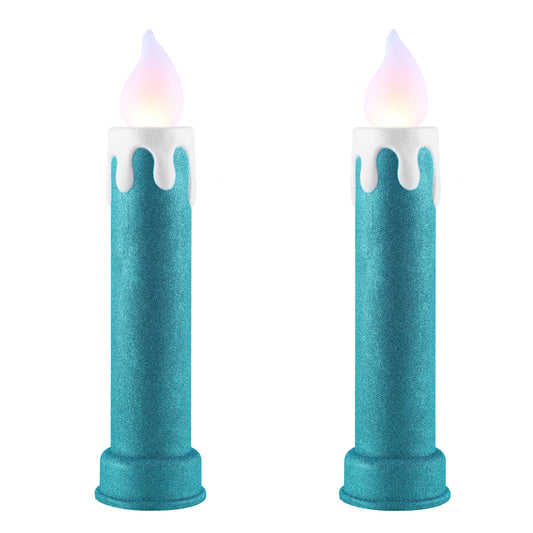 24" Glitter Blow Mold Candle - Set of 2 Blue - Mr. Christmas