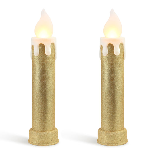 24" Set of 2 Blow Mold Candles - Gold