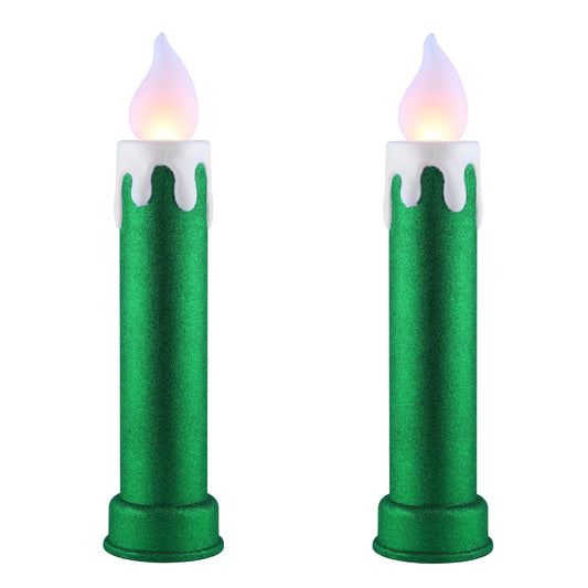 24" Set of 2 Blow Mold Candles - Green