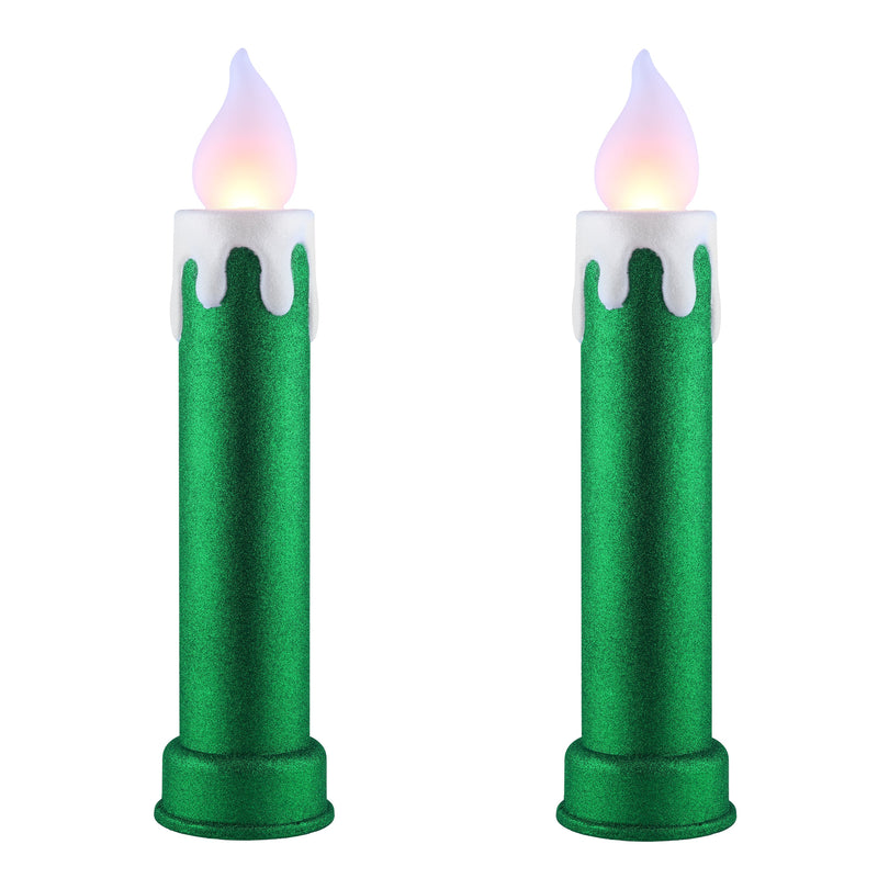 24" Glitter Blow Mold Candle - Set of 2 Green - Mr. Christmas