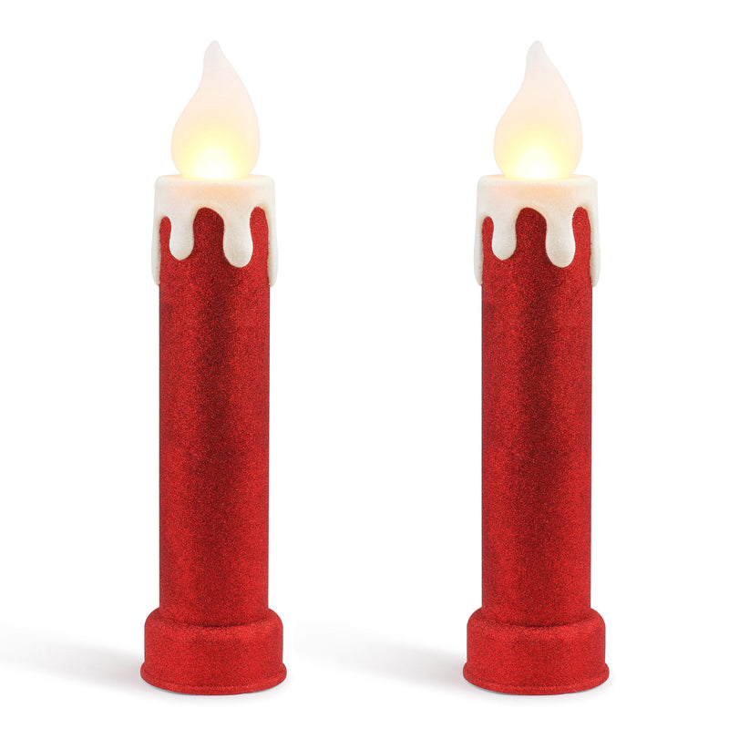 24" Glitter Blow Mold Candle - Set of 2 Red & White Stripe - Mr. Christmas
