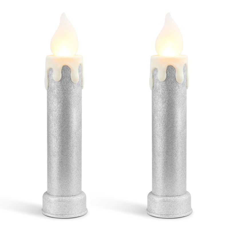 24" Glitter Blow Mold Candle - Set of 2 Red & White Stripe - Mr. Christmas