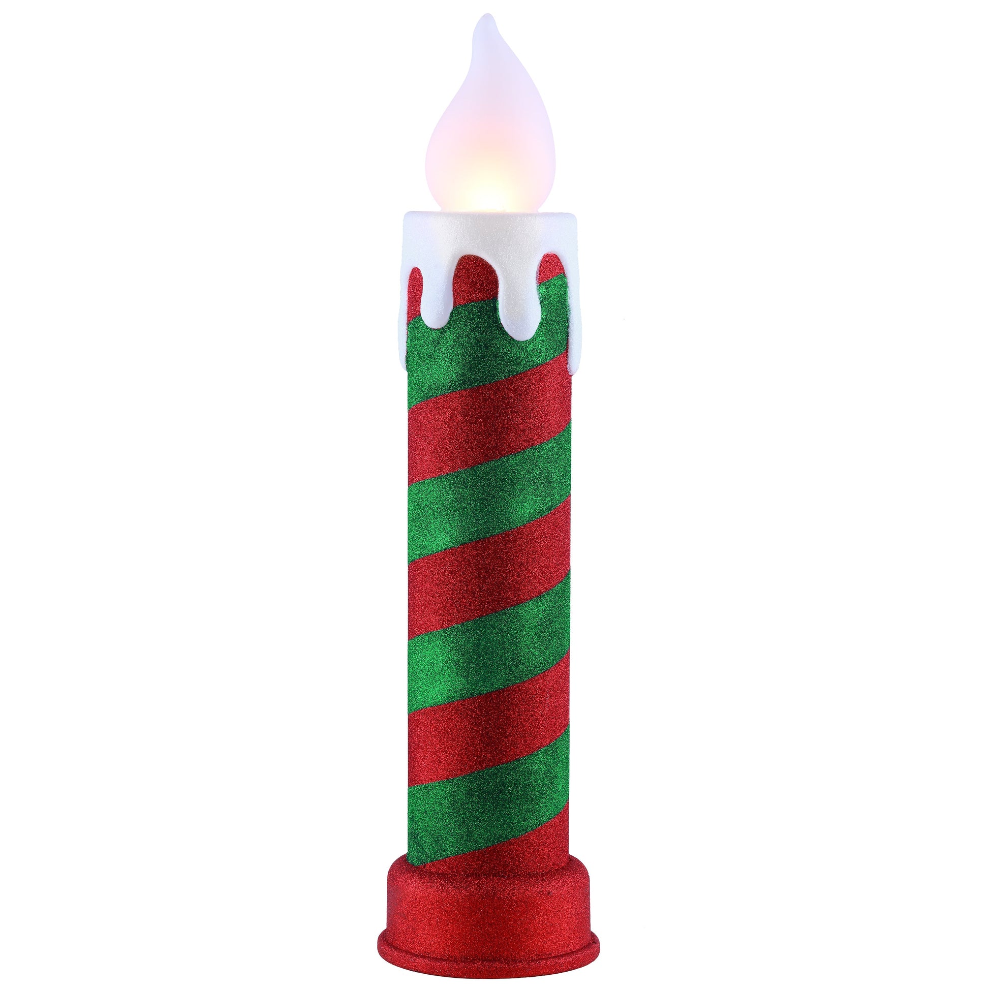 24" Glittery Blow Mold Candle - Red & Green - Mr. Christmas
