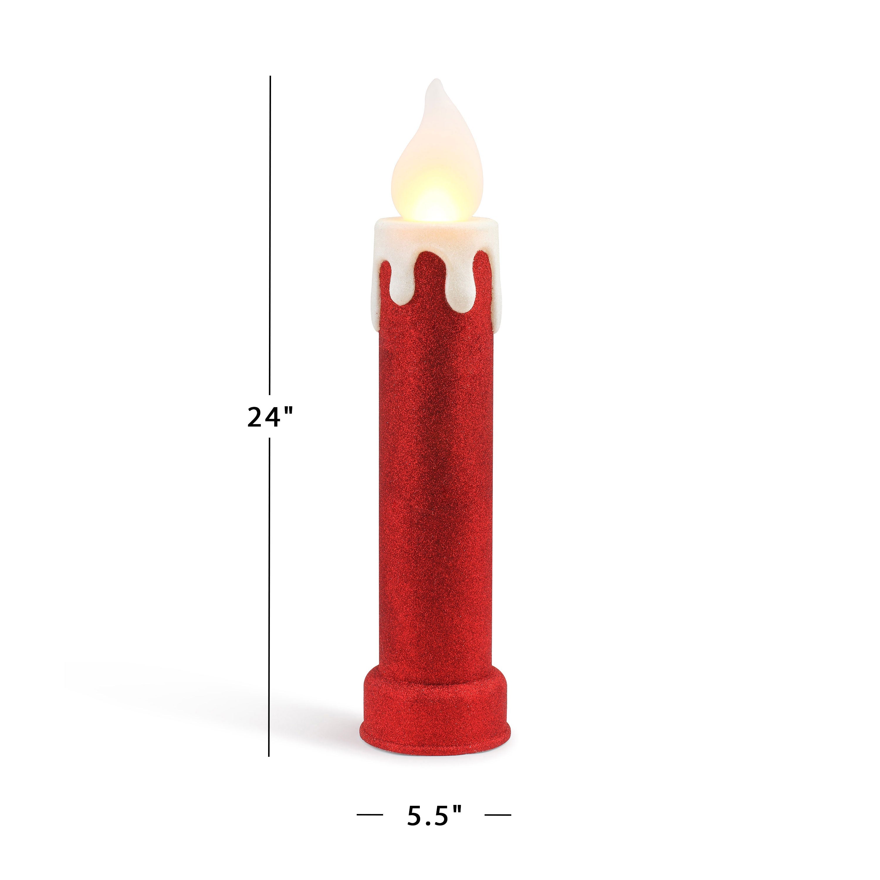 24 in. Glitter Blow Mold Candle - Red - Thumbnail 2