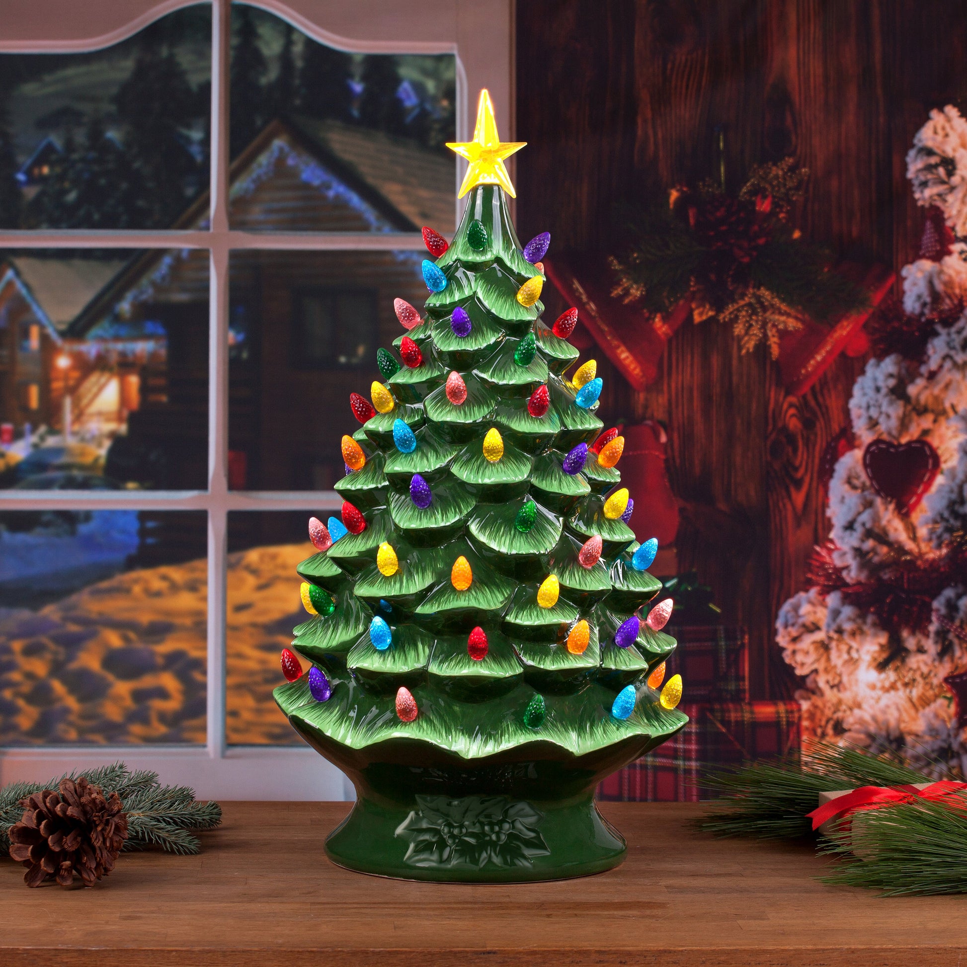 24" Nostalgic Ceramic Tree - Green - Mr. Christmas