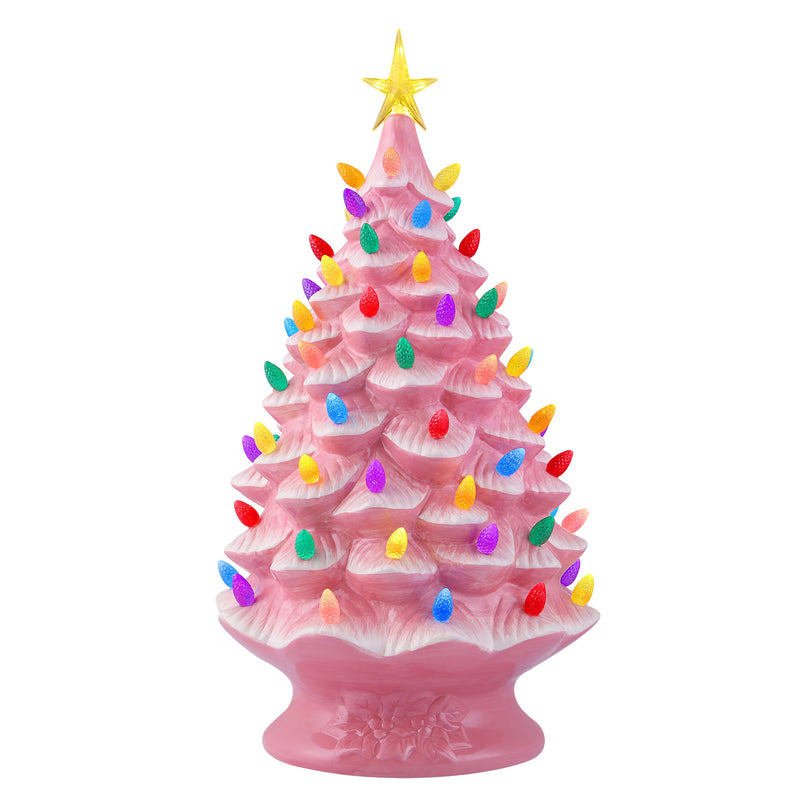 Nostalgic Ceramic Tree Nightlight - Pink - Mr. Christmas